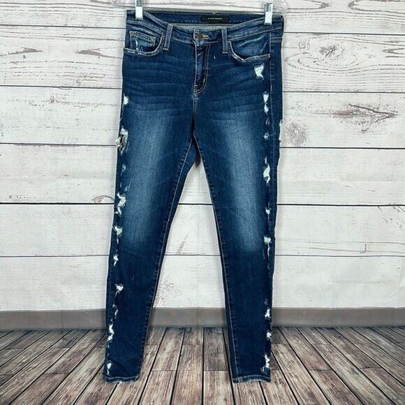 Flying Monkey Jeans Womens 28 Blue Skinny Distressed Midrise Stretch Minimalist - Picture 1 of 12